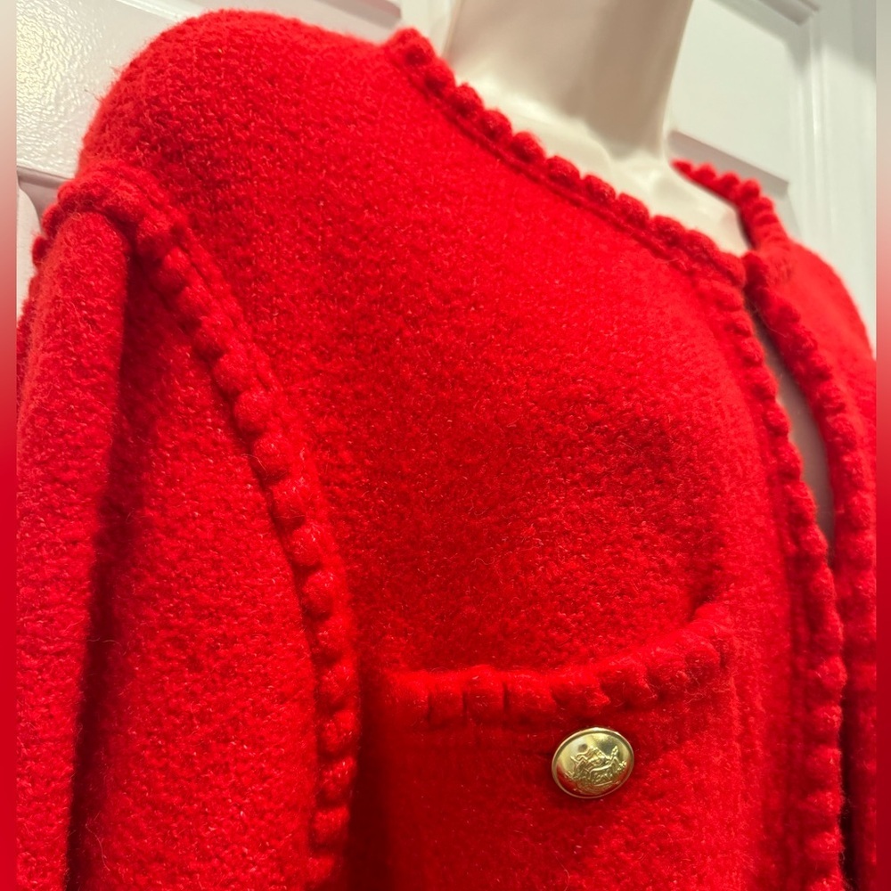 J.Crew Odette Sweater Lady Jacket in Holiday Red Knit Cardigan Chanel vibes - Picture 4 of 10